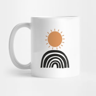 Contemporary poster design abstract sun and rainbow shape Mug